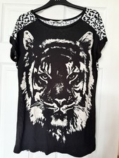 Ladies Size L Tiger Animal Print Top BNWOT New