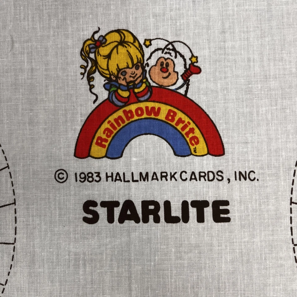 Panel de tela vintage Rainbow Brite Starlite 1983 corte y costura sello felpa sin cortar Foto 2 de 4