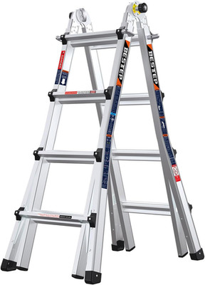 15FT Adjustable Multi-Position Ladder, 4-Step, 300Lbs Capacity, Anti-Slip Design