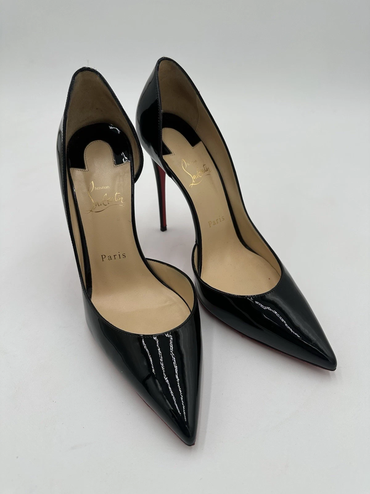 Christian Louboutin — Christian Louboutin Iriza Black Patent Leather Stiletto Heels Size 39.5