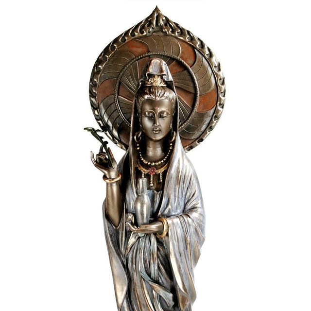 KWAN YIN STATUE 17" Buddhist Goddess Lotus HIGH QUALITY Guan Quan