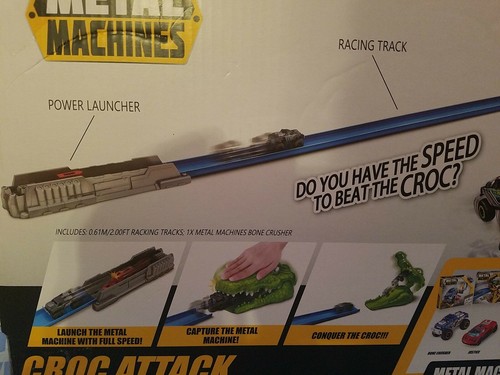 NUOVO 2019 ZURU METAL MACHINES CROC ATTACK RACING TRACK POWER LAUNCHER & COCCODRILLO - Foto 7 di 7