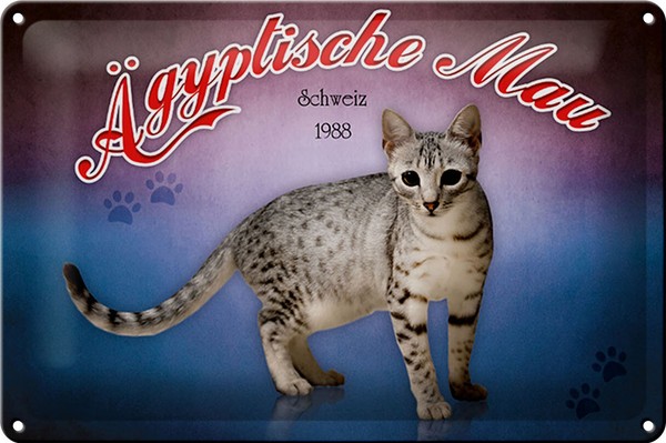 Blechschild Katze 30X20 Cm ÄGyptische Mau Schweiz 1988 Deko Schild Tin Sign-image