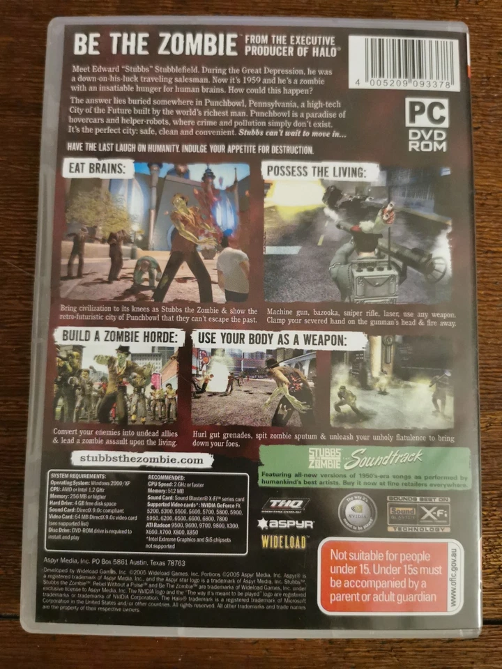 Stubbs The Zombie in Rebel Without a Pulse PC DVD. FREE POST  - Image 2 of 3