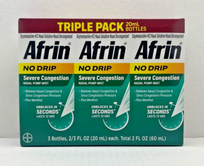 Afrin No Drip Severe Congestion 12 Hour Nasal Pump Mist, 60 mL