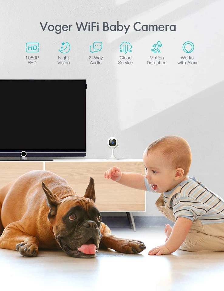 2PCS Baby Monitor Camera with 2-Way Audio 1080P WiFi Home Security Camera - Image 2 of 4