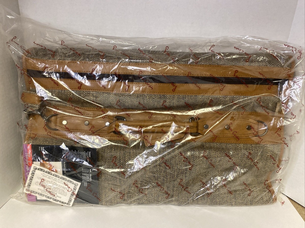 Sac De Voyage (garment Bag) En Tweed Marron Pierre Cardin - 46 Pouces - Neuf - Housse à Vêtements Extensible