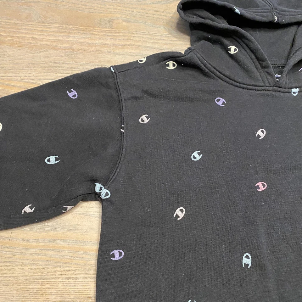 CHAMPION Sudadera con Capucha Negra Niñas Grande “Cs” Estampado Completo Sudadera con Capucha CAG311 Foto 4 de 4