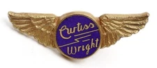 WWII Curtiss Wright Aircraft Engines Wings Enamel Screw Lapel Pin