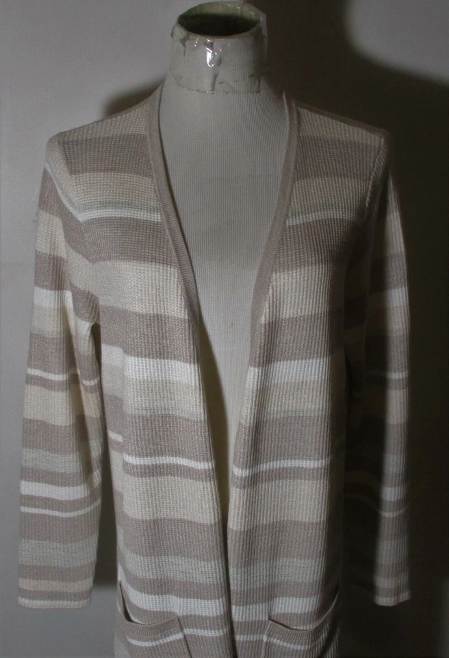 FOXCROFT Taupe Long Sleeve Cardigan Duster Sweater Size M - Image 2 of 4