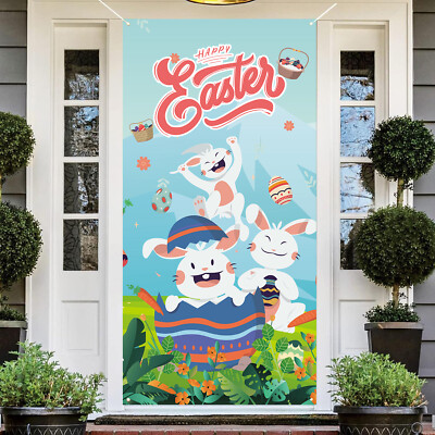 Happy Easter Door Cover Bunny Door Cover Various Patterns Front Door Decor