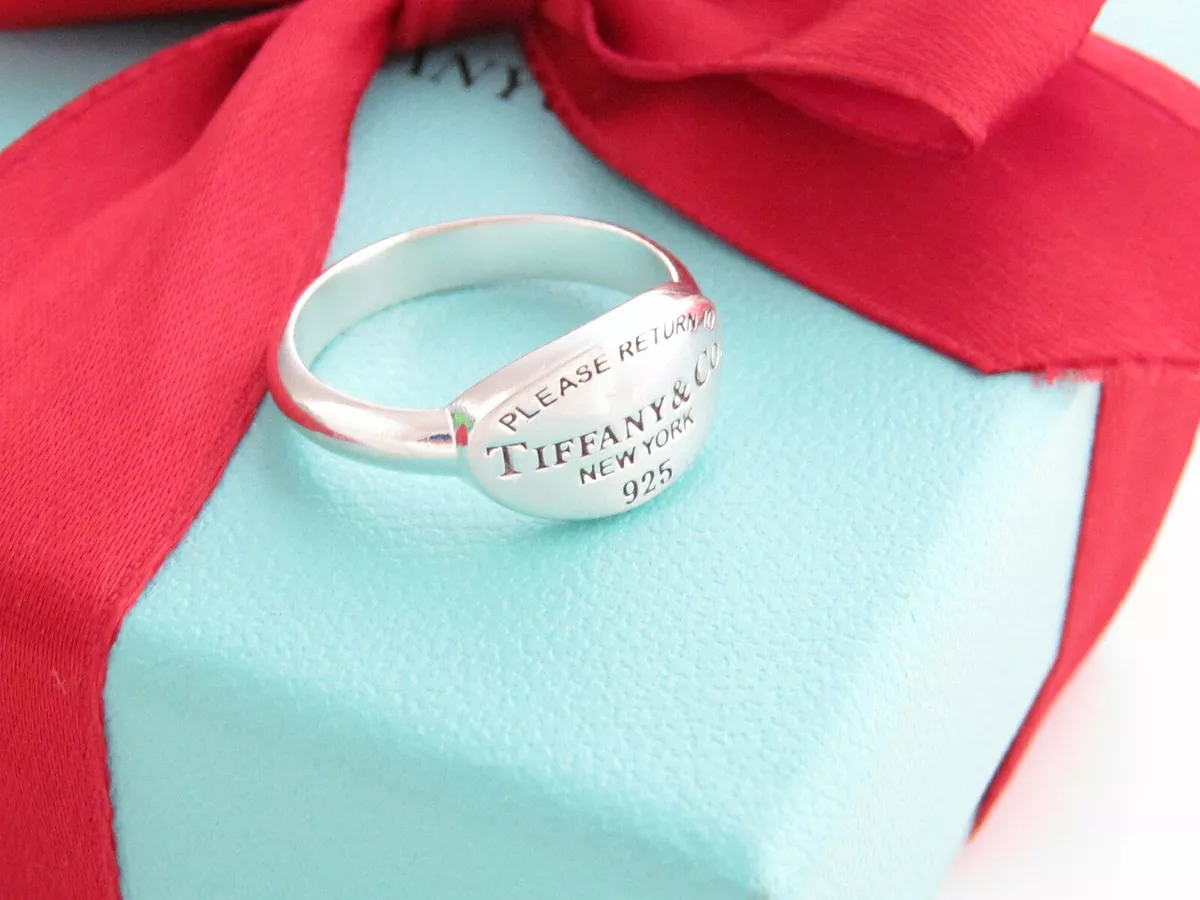 Auth Tiffany & Co Silver 925 Oval Return To Tiffany Ring Band