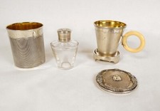 Nécessaire de voyage timbale flacon argent massif Minerve Aucoc Aîné XIXème