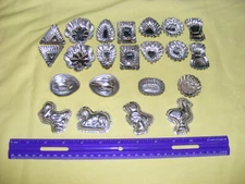 Lot of 22 Little Vintage Tin Molds for Confections Chocolate Soap Wax Tartlets
