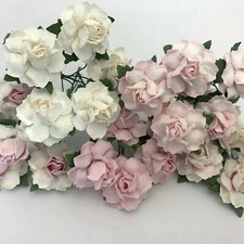 1" or 2.5 cm Mixed Pink White Paper Flower Wedding Scrapbook Rose R19-TH/00-Q1