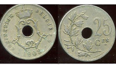 etat belgie BELGIUM  BELGIQUE  25 centimes 1908