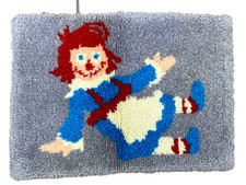 Raggedy Ann Handmade 28" x 20" Latch Hook Rug Vintage
