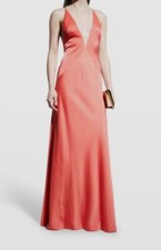 245 Aidan Mattox Women Pink Sleeveless Deep V-Neck Open-Back Gown Dress Sz 4