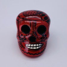 Mexican Day of the Dead Dia de los Muertos Mini Ceramic Sugar Skull 1.75" Red