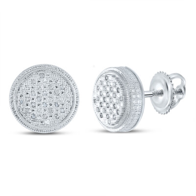 Sterlingsilber Herren Rund Diamant 3D Kreis Cluster Ohrstecker 1/6 Kttw