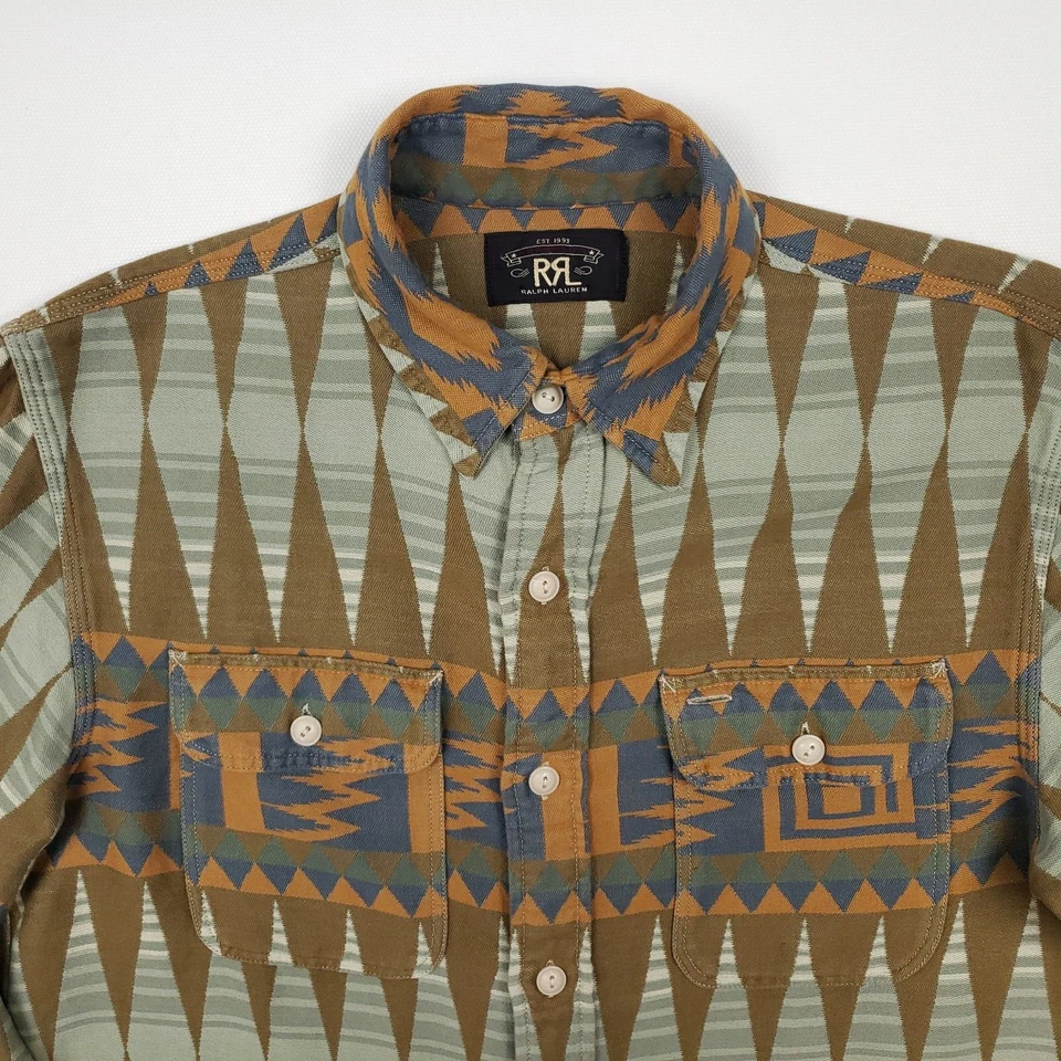 RRL Aztec Navajo Shirt Small Men Native Western Jacquard Double RL Ralph Lauren - Image 2 of 4