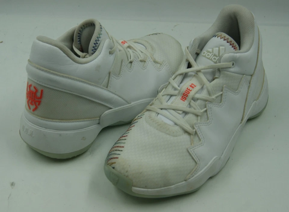 Adidas D.O.N. Issue #2 Boys Sneaker 3 White Mesh Leather Basketball Shoes G57971 - Image 3 of 4