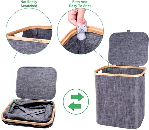 Yiomxhi Faltbarer Wäschekorb 99L - 3-Fach Pop Up Wäschesammler Mit Henkeln