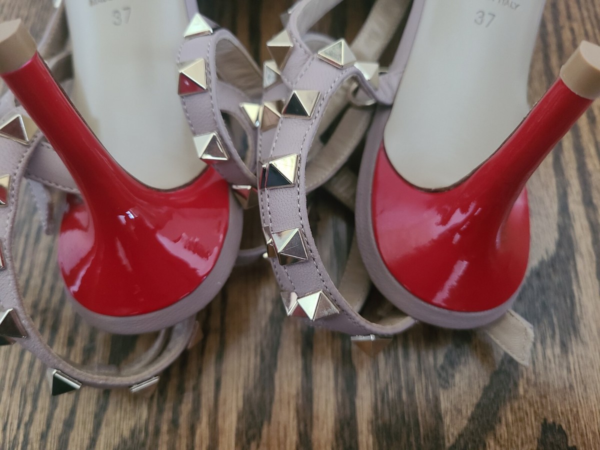 EUC Valentino Rockstud patent red kitten heels, Size 37 | eBay