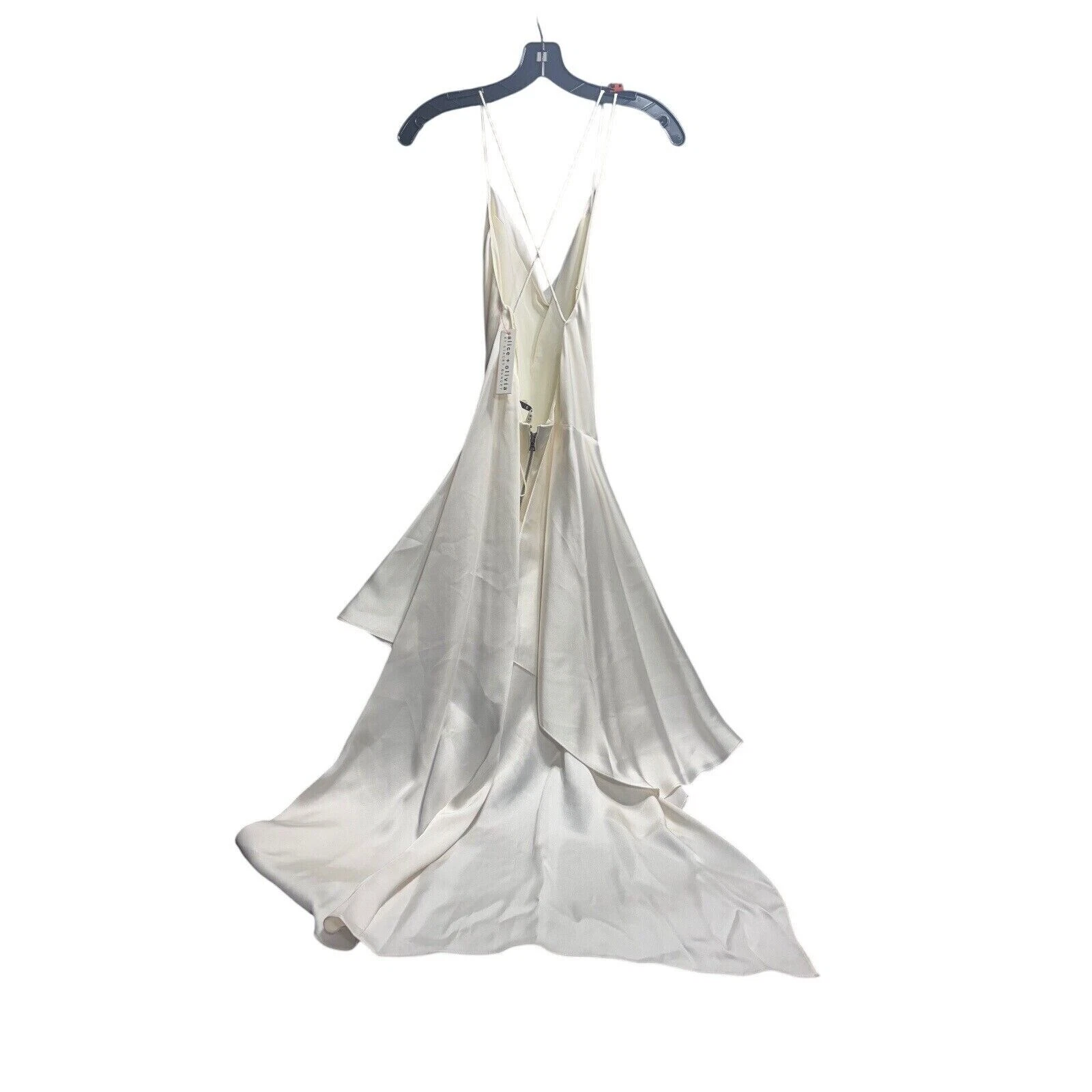 OFF WHITE Abito midi Alice & Olivia nuovo con etichette Harmony drapey slip bianco sporco taglia 4 prezzo al pubblico consigliato $550