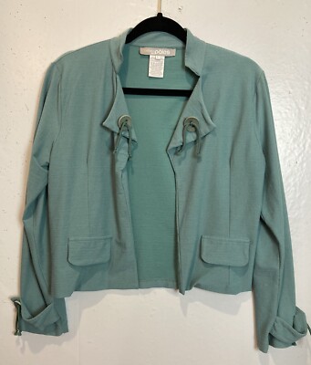 Tehen Par Poles Shrug Jacket Top Women's Size L Turquoise Artsy Spring Boho Open
