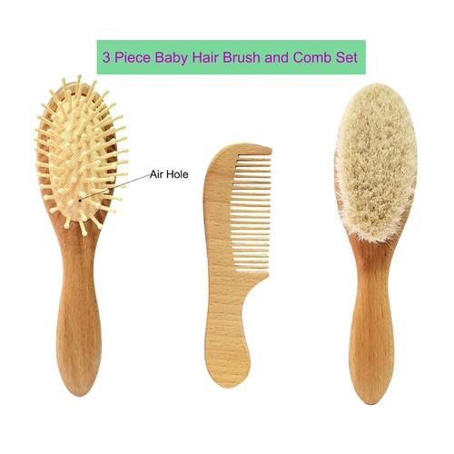 Molylove 3 Piece Baby Hair Brush and Comb Set for Newborn & Toddlers- Natural... - Picture 2 of 7