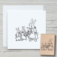 Stempel Hasenfamilie 02 - Motivstempel Holzstempel Scrapbooking Karten Basteln