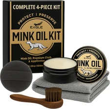 4-In-1 Mink Oil Leather Conditioner Kit – 3.52Oz Waterproof Paste with Horsehair