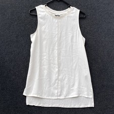 Forever New Womens Size 10 Sleeveless Blouse Top White Crew Neck High Low Hem