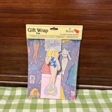 Vintage  BUZZA Barbie Paper Doll Gift Wrap Pak Sheets w/ Card Sealed NOS 1980?s