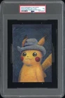 2023 POKEMON X VAN GOGH POSTCARD PIKACHU WITH GREY FELT HAT PSA 7