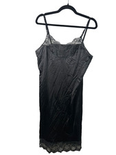 Vintage Vanity Fair Slip Black Size 40 Lace Trim V-Neck Nylon Adjustable Straps