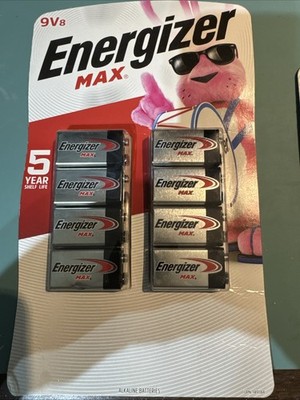 Energizer Alkaline Max 9-V Batteries 8 Pack Brand New/Factory Sealed