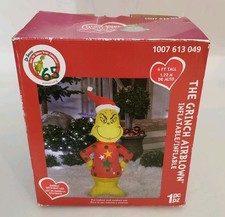 Gemmy 4 FT Dr Seuss Grinch Ugly Christmas Sweater Airblown Inflatable Yard Decor