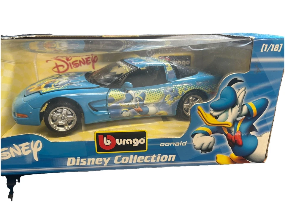 BURAGO DISNEY COLLECTION DONALD DUCK C5 CORVETTE SCALE 1:18 MINT IN BOX - Image 2 of 4