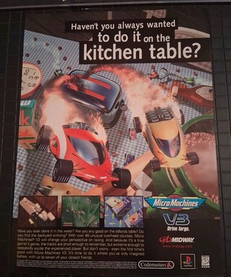 Micro Machines V3 Video Game Vintage Promo Print Ad 1998 8x11