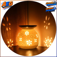 Aromalampe Teelichthalter Duftlampe Keramik Weiß Mit LöFfel Aroma Diffuser