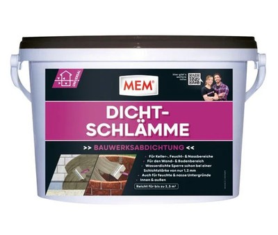 MEM Dicht Schlämme 5 kg Dichtungsschlämme Wand Boden Feuchtraum Abdichtung grau