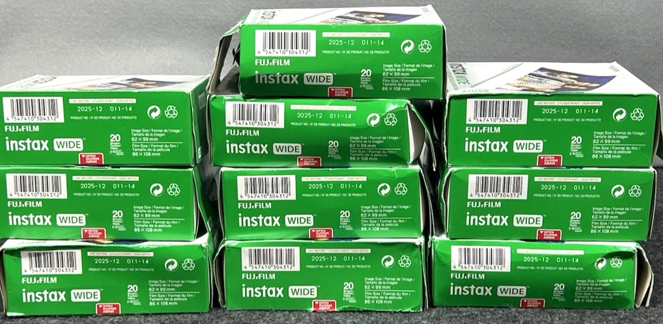 Lot of 10 Fujifilm Instax Wide Instant Film ISO 800 – 20 Sheets per Exp. 12-2025 - Image 2 of 4