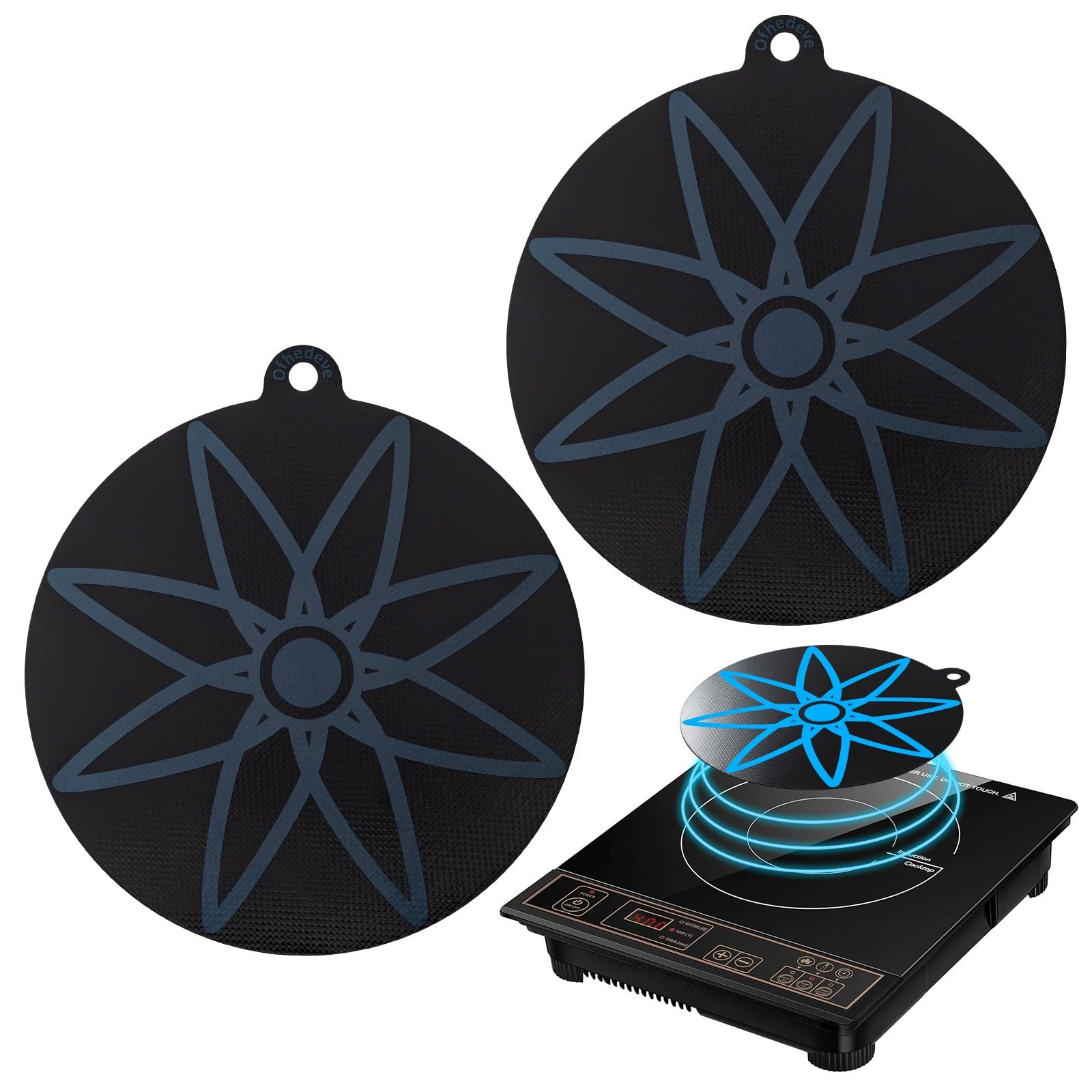 Thermochromic Silicone Induction Cooktop Protect Mat, Two pcs 9.5 inch Silico...