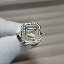 11x9 MM Semi Mount Ring, 925 Solid Sterling Silver Ring, Emerald Cut Gemstone