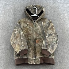 Carhartt Jacket Boys S Brown Realtree Full Zip Canvas Quilt Lined Hooded Coat