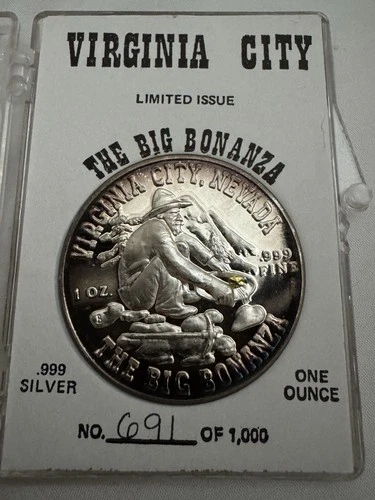 The Big Bonanza .999 Fine Silver 1 oz Round Virginia City Nevada