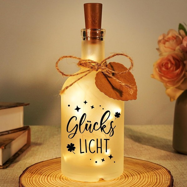 Geschenk GlüCkslicht LED Flaschenlicht FüR Frauen Deko Mit Spruch-image