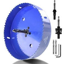 165mm/6 1/2 inch Hole Saw with Arbor, 1 1/4 inch Cutting Depth HSS Bi-Metal H...